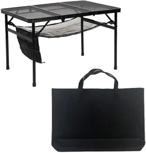 , Aluminum Alloy Iron Foldable Camping Table Outdoor and Indoor Picnic Beach BBQ Grill Dining Table for Traveling Fishing Hiking