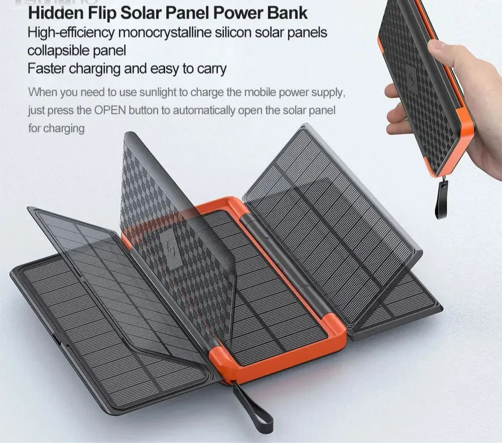 - Solar Power Bank Portable with Wireless Charging 20000mAh