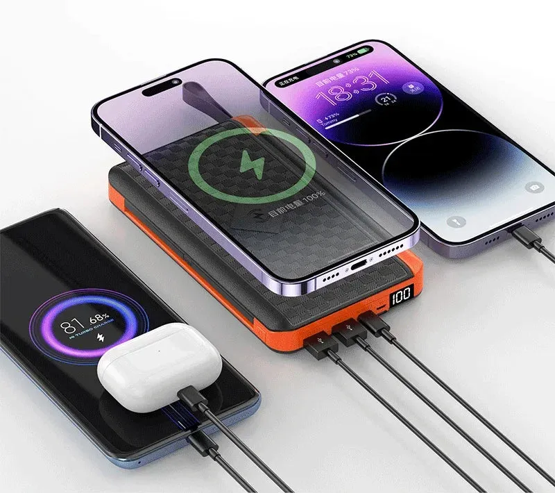 - Solar Power Bank Portable with Wireless Charging 20000mAh