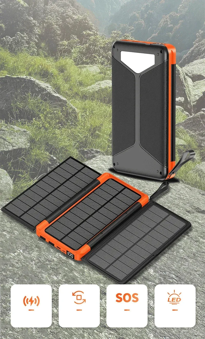 - Solar Power Bank Portable with Wireless Charging 20000mAh