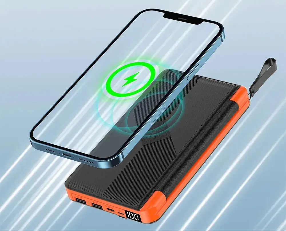 - Solar Power Bank Portable with Wireless Charging 20000mAh