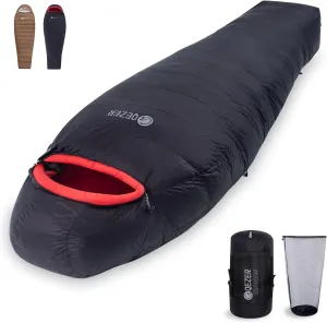 0 Degree Sleeping Bag for Adults - 660 Fill Power Down Bag for Cold Weather -20F / -8F / 0F / 10F Large Lightweight