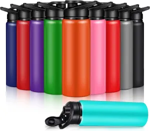 10 Pieces 25oz Reusable Aluminum Water Bottles Bulk Multicolor Outdoor Sports Water Bottles for Travel, Gym, Hiking, Cycling, Camping, Fishing, Snap Lid