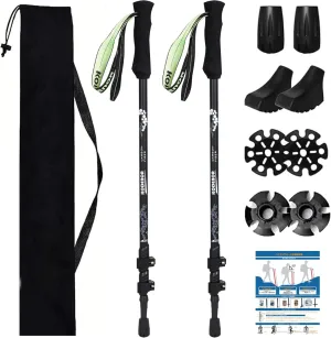 100% Carbon Fiber Trekking Poles Only 5.9oz/168g Ultralight Adjustable, Collapsible Hiking Poles for Trekking or Walking Quick Lock System 4 Season All Terrain Accessories