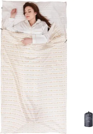 100% Cotton Sleeping Bag Liner with Full Length Zipper on 3 Sides; Single/Double Adult Sleep Sack for Travel & Camping, Multifunctional Travel Sheets (Unzipped 87”x87”) for Hotel, Lightweight