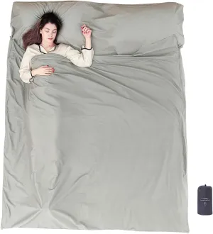 100% Cotton Sleeping Bag Liner with Full Length Zipper on 3 Sides; Single/Double Adult Sleep Sack for Travel & Camping, Multifunctional Travel Sheets (Unzipped 87”x87”) for Hotel, Lightweight