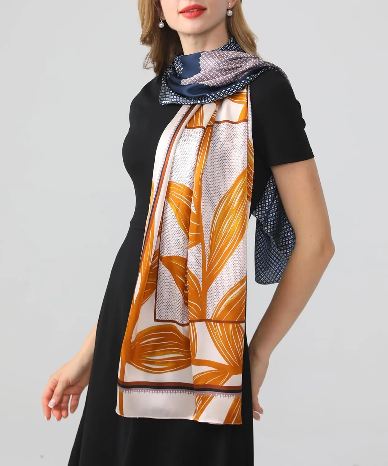 100% Mulberry Silk Long Scarf for Women Neck Scarves Large Oblong Silk Headscarf Hair Wraps Shawls with Gift Packed