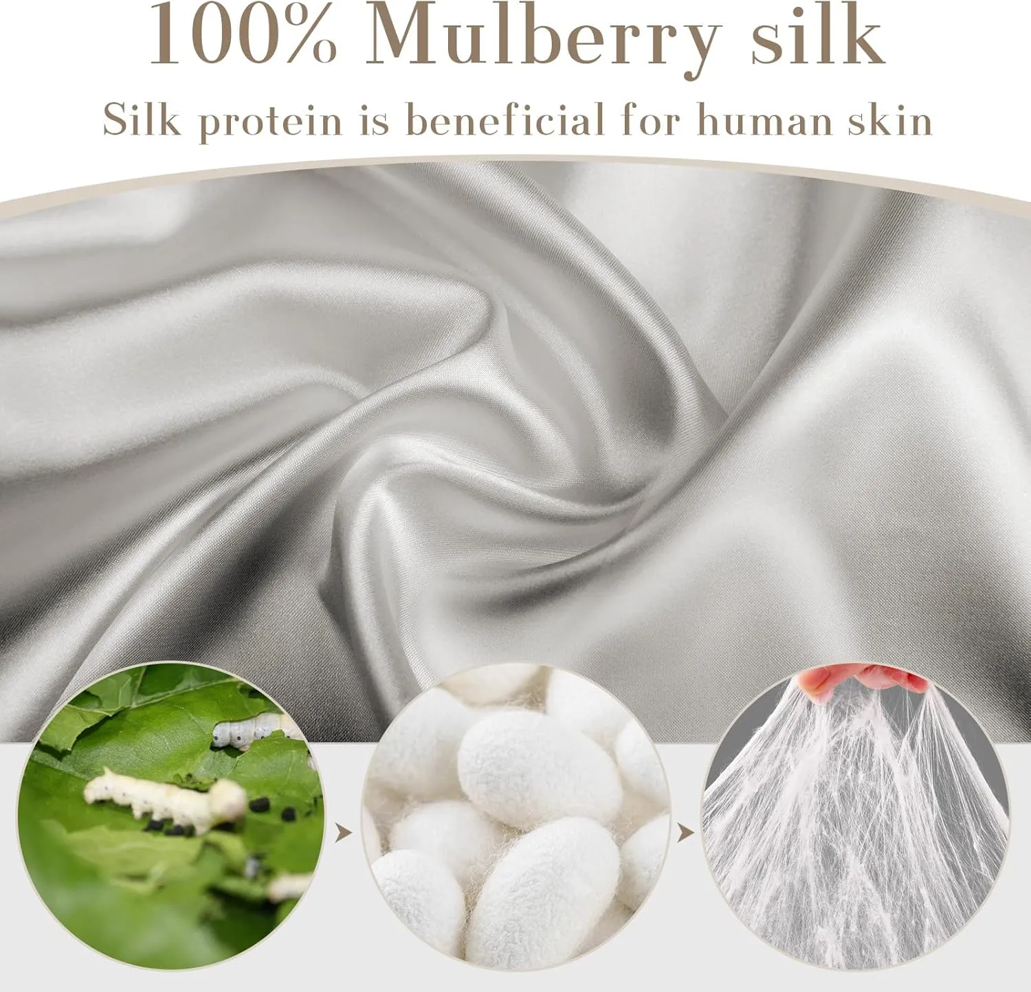 100% Mulberry Silk Sleep Mask Eye Mask for Women Man with Adjustable Band, for Side Sleeper Blackout Sleep Mask for Travel Rest and Office (Gray)