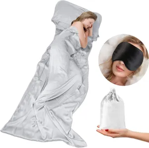 100% Mulberry Silk Sleeping Bag Liner - 19 Momme Silk Single Size Sleep Sack, Lightweight Travel and Camping Sheet for Hotel