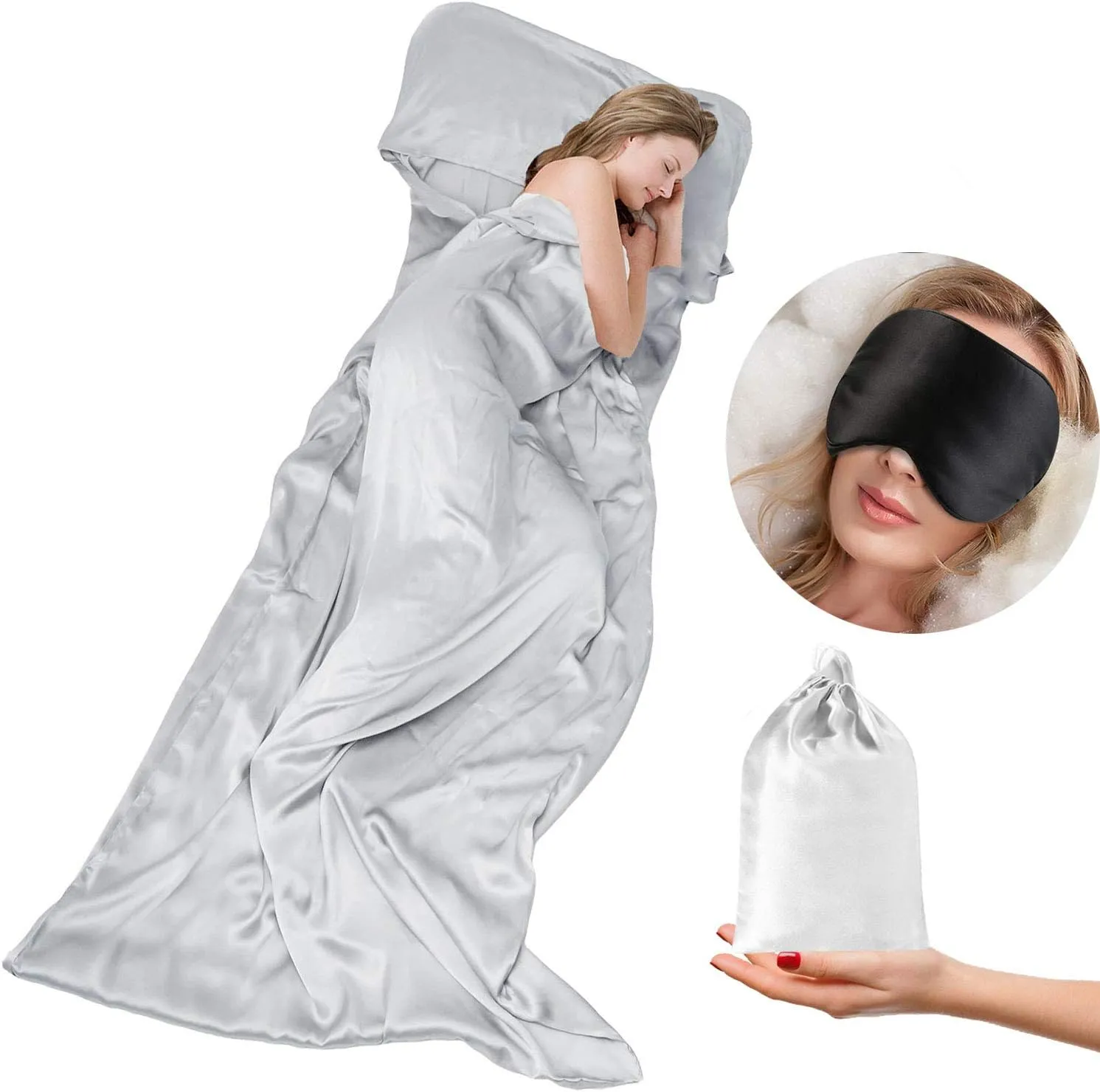 100% Mulberry Silk Sleeping Bag Liner - 19 Momme Silk Single Size Sleep Sack, Lightweight Travel and Camping Sheet for Hotel