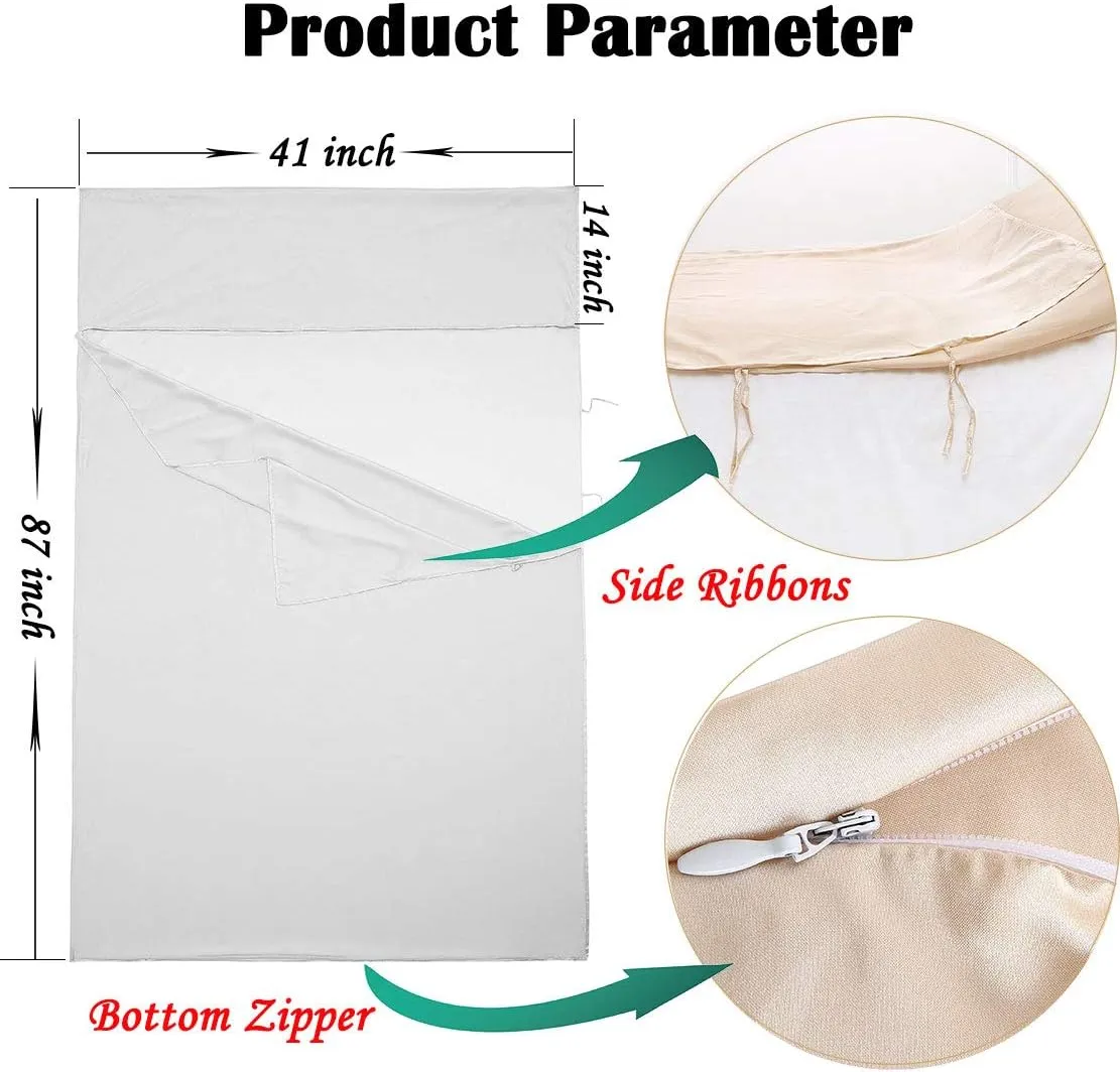 100% Mulberry Silk Sleeping Bag Liner - 19 Momme Silk Single Size Sleep Sack, Lightweight Travel and Camping Sheet for Hotel