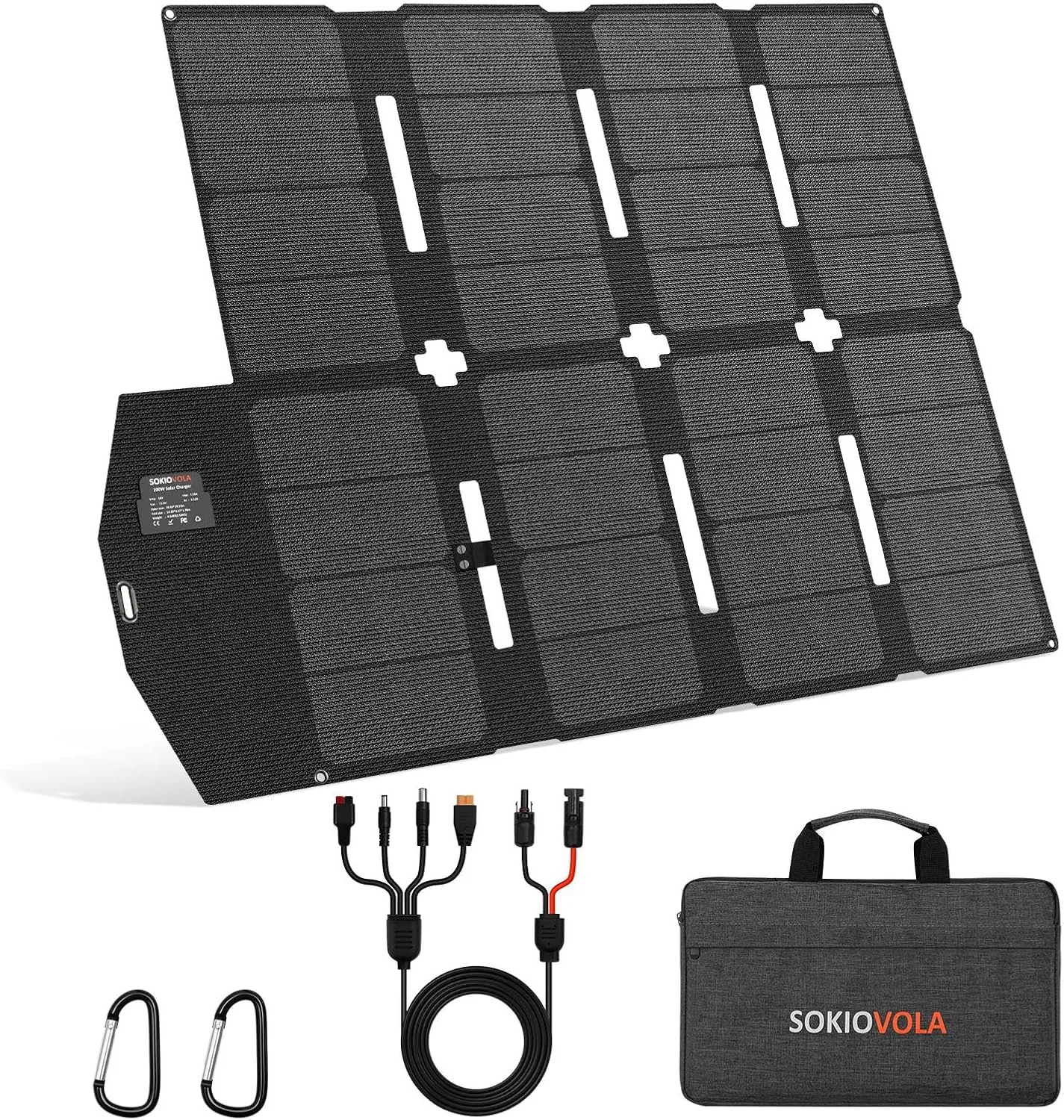100W Portable Solar Panel MC-4 Foldable Solar Panel Charger Kits 18V IP68 Waterproof Lightweight and Compact for Small Power Station RV Travel Outdoor Activities