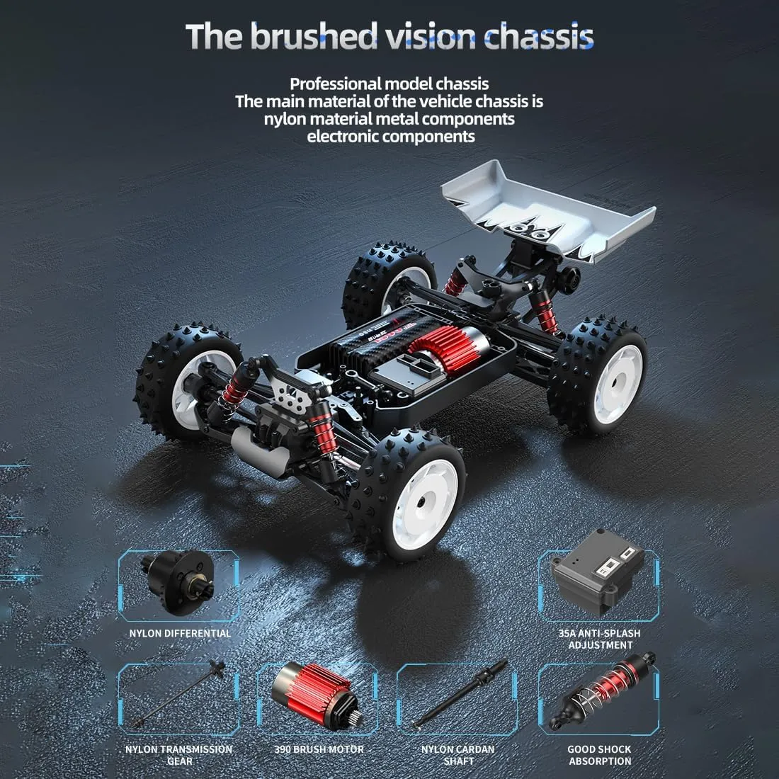 1/10 Scale Off-Road RC Drift Truck, 2.4G 4WD High-Speed RC Rock Crawler, All-Terrain Off-Road Climbing Car for Enthusiasts - 3Battery