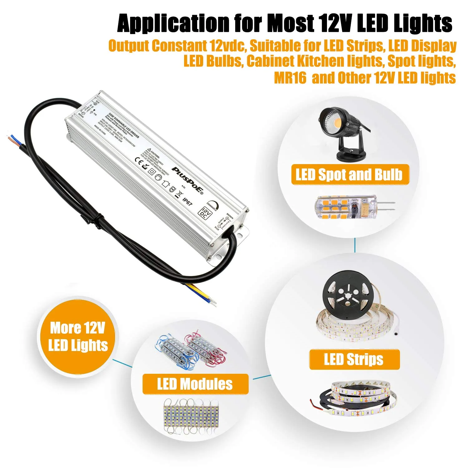 12V Dimmable LED Driver 50W, Triac ELV/MLV Dimmable Class 2 Transformer Compatible with Lutron Leviton Dimmer Switches, Waterproof Led-Power Supply 50W 12V for LED-Light Strips