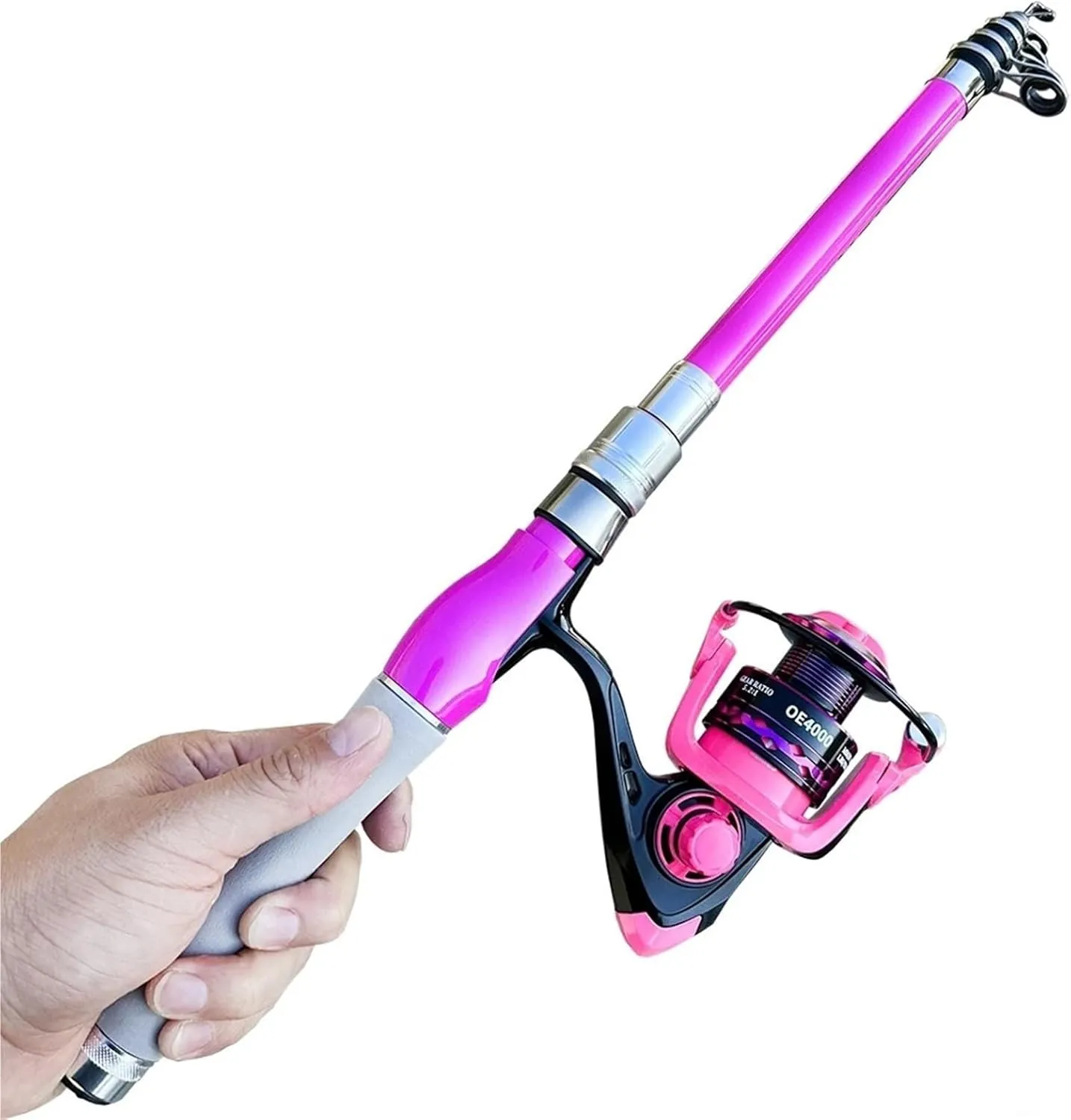 1.5-2.4m Lure Spinning Fishing Rod Reel Set EVA Handle Carbon Fiber Telescopic Fishing Pole 5.2:1 High Speed Reel for Beginners