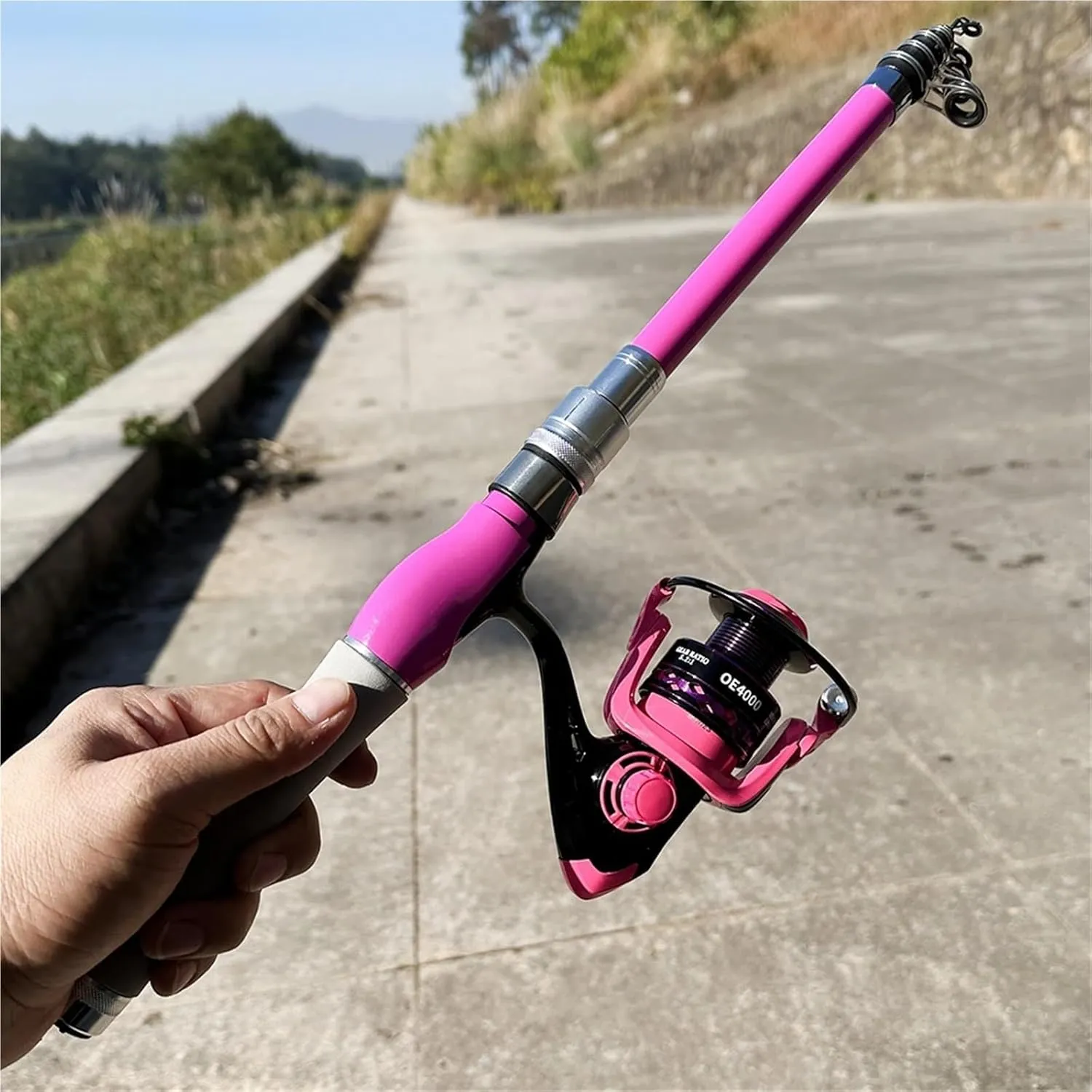 1.5-2.4m Lure Spinning Fishing Rod Reel Set EVA Handle Carbon Fiber Telescopic Fishing Pole 5.2:1 High Speed Reel for Beginners