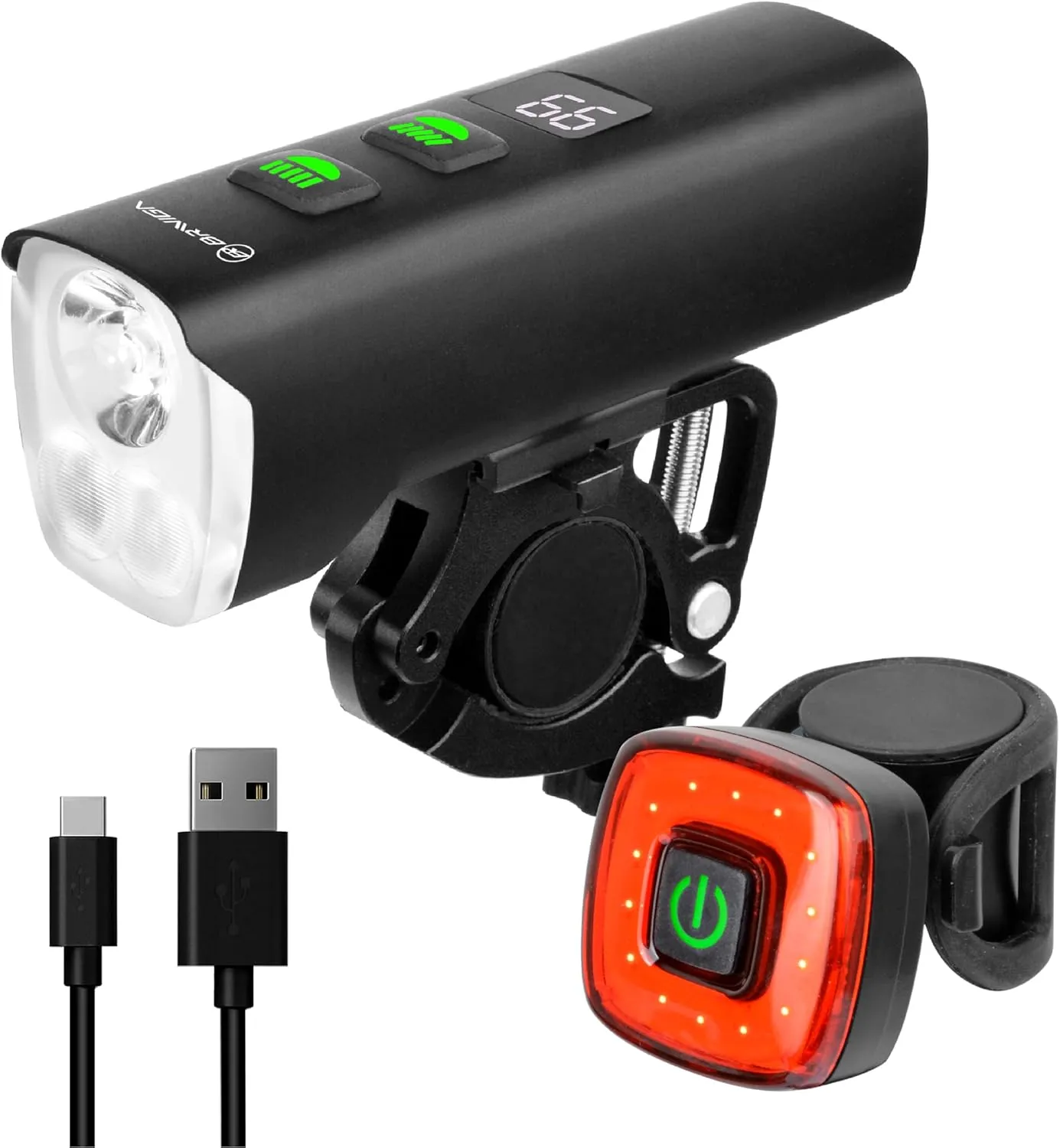 1500 Lumens USB Rechargeable LED Bike Light Set, Powerful Bicycle Front Headlight and Back Taillight, 4800mAh Battery with Power Bank, Dozens Light Modes, Waterproof for Road Mountain Cycling