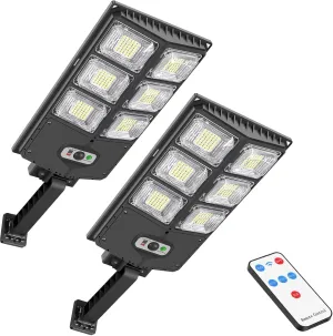 150W Solar Lights Outdoor Waterproof, 8000LM LED Solar Flood Lights Outdoor Motion Sensor with Remote, 3 Modes Solar Lights for Outside Yard, Garden, Path & Parking Lot-2PACK