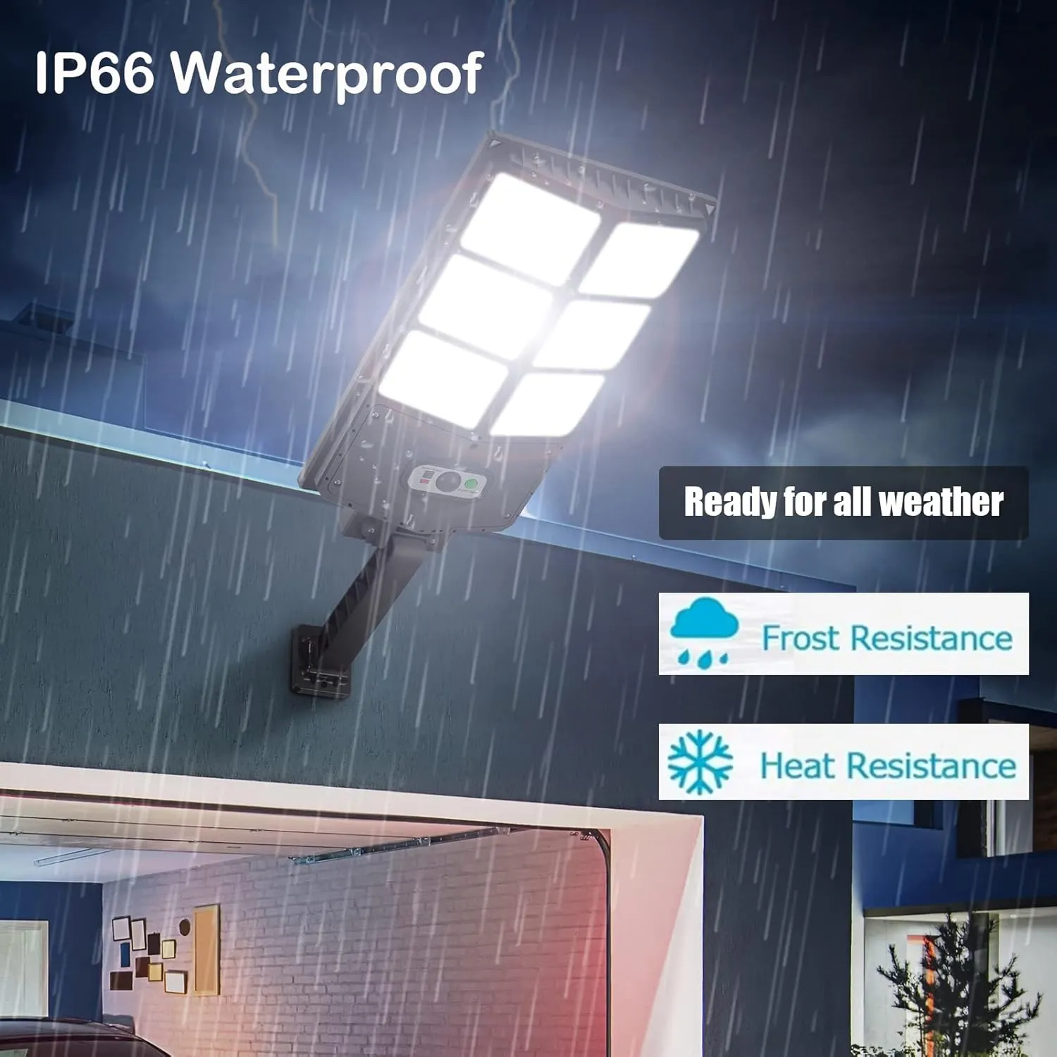 150W Solar Lights Outdoor Waterproof, 8000LM LED Solar Flood Lights Outdoor Motion Sensor with Remote, 3 Modes Solar Lights for Outside Yard, Garden, Path & Parking Lot-2PACK