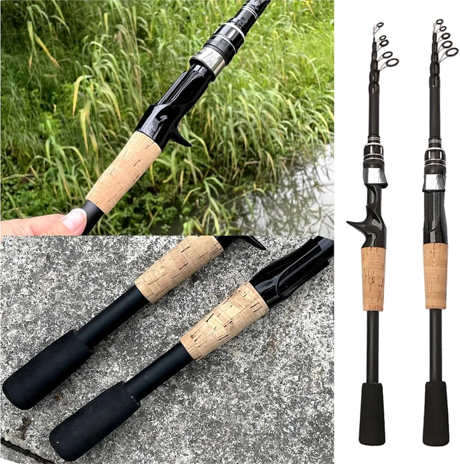1.5m 1.8m 2.1m 2.4m Carbon Fiber Fishing Rod Super Short Pocket Portable Spinning Casting Pole Light Telescopic Lure Fishing Rod