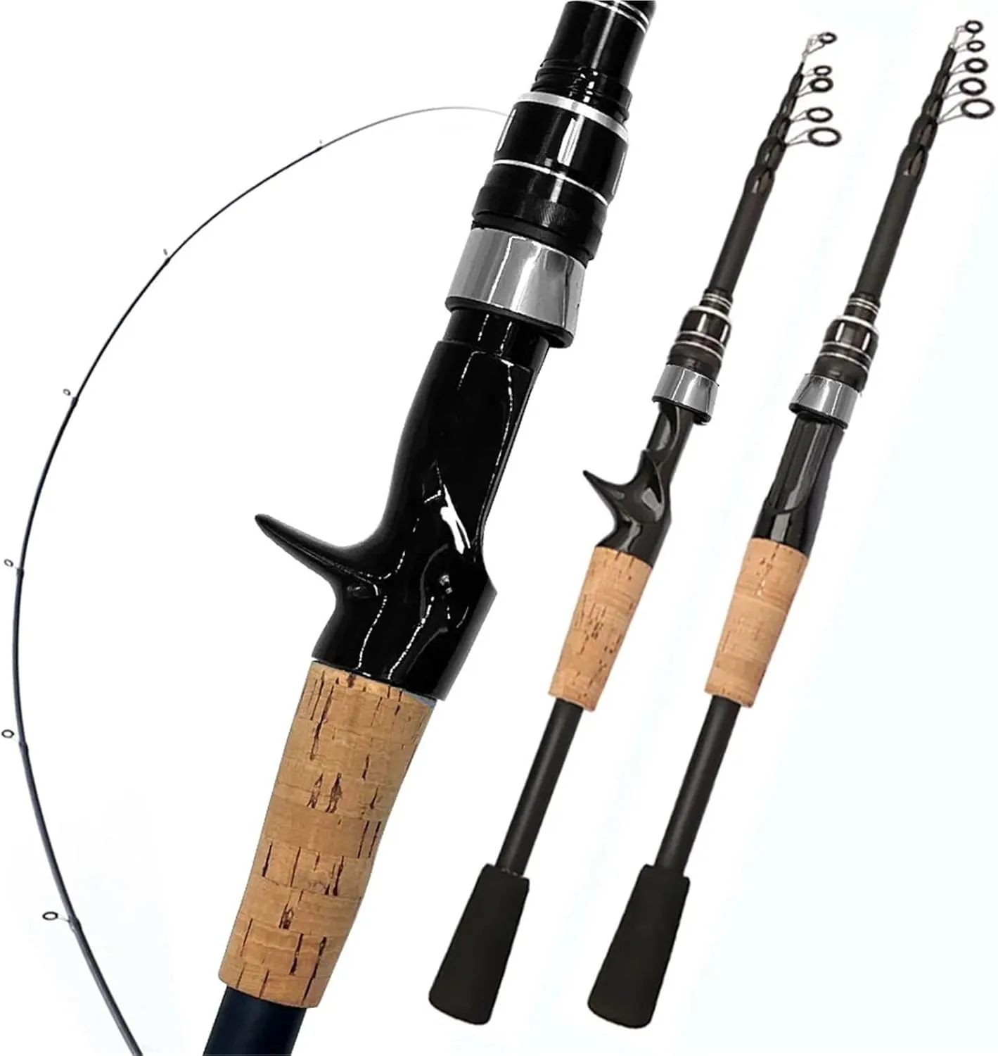 1.5m 1.8m 2.1m 2.4m Carbon Fiber Fishing Rod Super Short Pocket Portable Spinning Casting Pole Light Telescopic Lure Fishing Rod