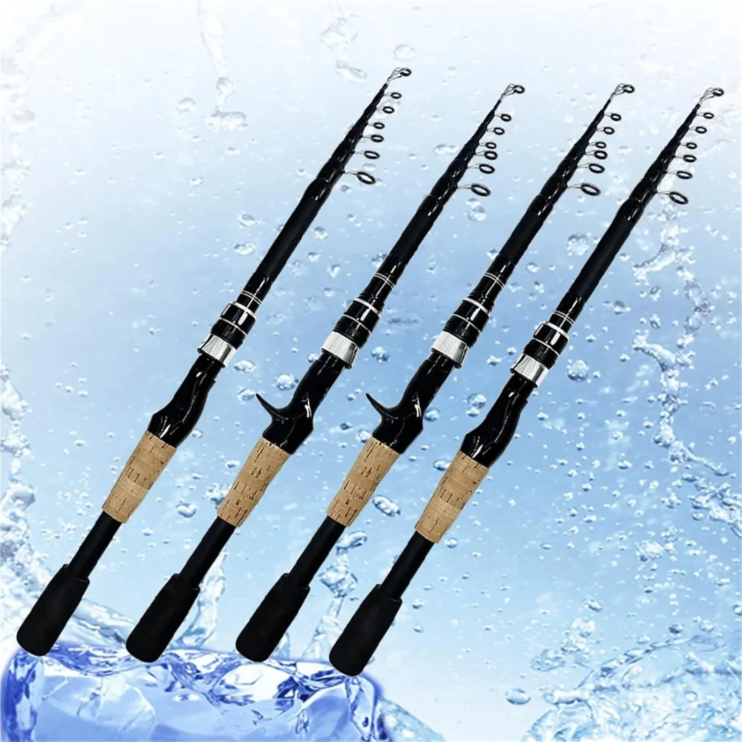 1.5m 1.8m 2.1m 2.4m Carbon Fiber Fishing Rod Super Short Pocket Portable Spinning Casting Pole Light Telescopic Lure Fishing Rod