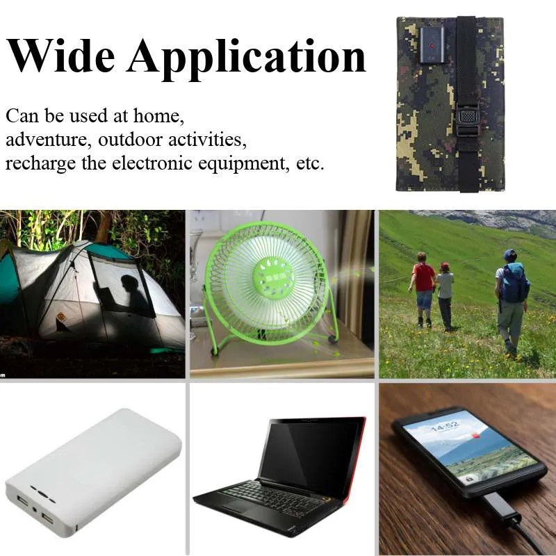 15W Portable 5V Solar Panel Folding Foldable Waterproof Charger  Sun Power Bank for Phone Battery USB Port