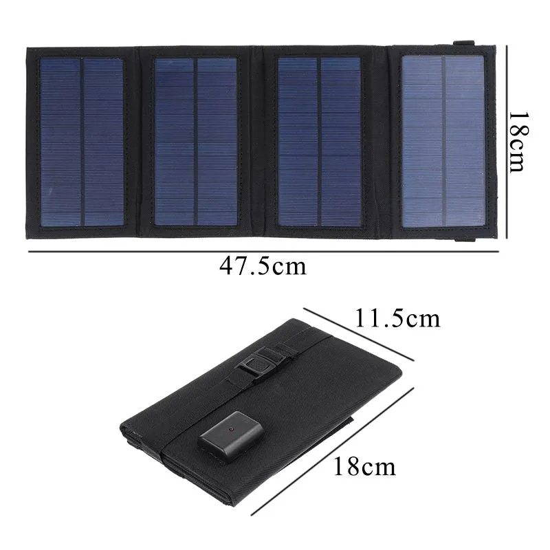 15W Portable 5V Solar Panel Folding Foldable Waterproof Charger  Sun Power Bank for Phone Battery USB Port
