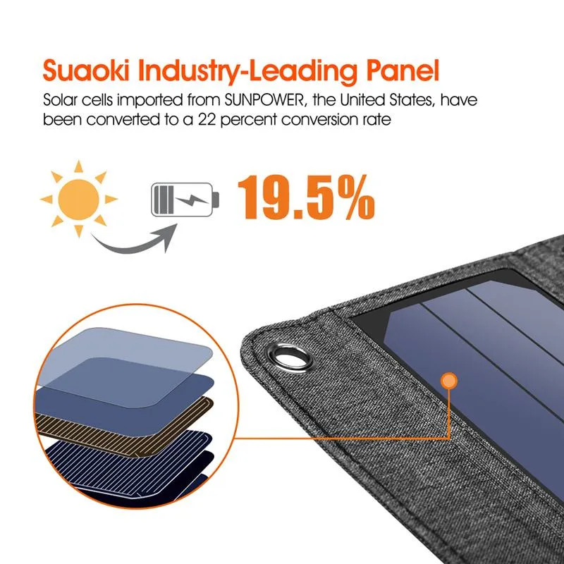 15W Portable 5V Solar Panel Folding Foldable Waterproof Charger  Sun Power Bank for Phone Battery USB Port