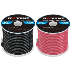 16 Gauge Marine Wire 16 AWG Marine Grade Wire Include 16AWG 120FT Red & 120FT Black,16 Gauge Tinned Copper Electrical Cable for Boat Automotive Speakers Lighting Solar Outdoor RV Camper Trailer