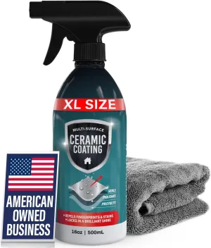 16oz Home Ceramic Coating Spray Kit - Shine, Seal & Protect Kitchen & Bath Surfaces - Repels Stains, Smudges, Water Spots on Appliances, Countertops & Most Hard Surface in Your Life - It Works to Seal