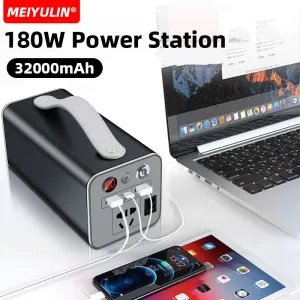 180W 220V Portable Power Station 32000mAh Solar Generator USB C Emergency Charging Spare Battery Power Bank For Outdoor Camping