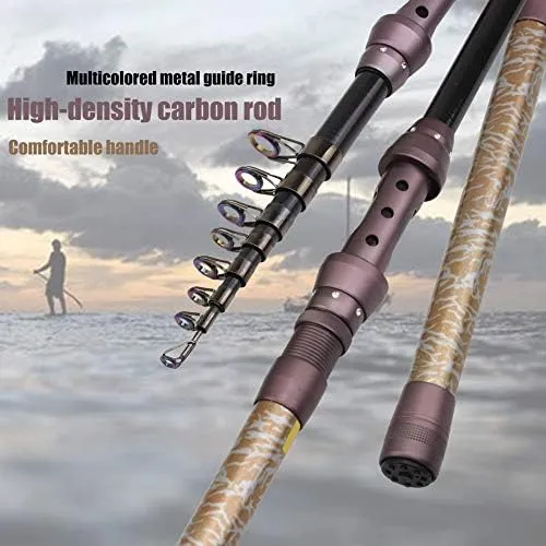 1.8M 2.1M 2.4M 2.7M 3.0M 3.3M 3.6M Portable Telescopic Fishing Rod Carbon Fiber Fishing Pole Travel Sea Fishing Spinning Rod
