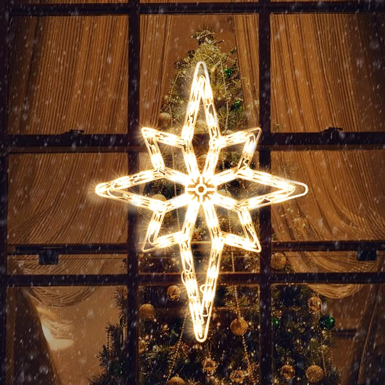 19 Inch Christmas Window Silhouette Lights Decorations, 50L Christmas Sculpture,Including:Bethlehem Star x1