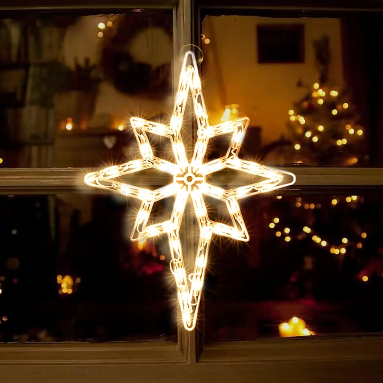 19 Inch Christmas Window Silhouette Lights Decorations, 50L Christmas Sculpture,Including:Bethlehem Star x1