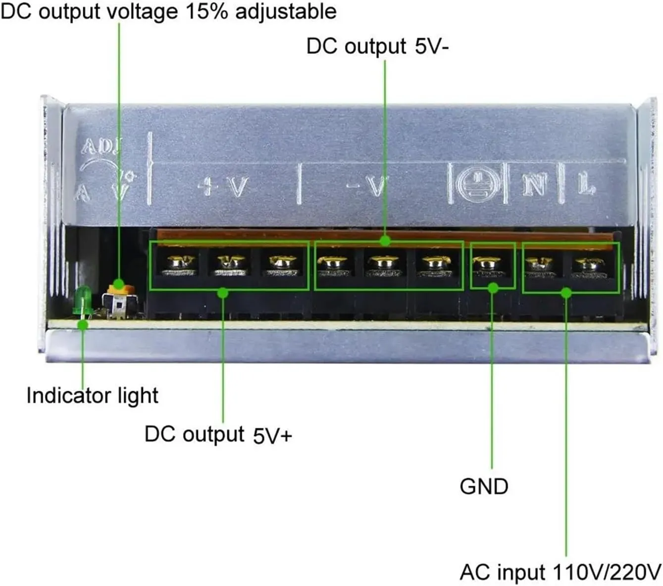 1PCS 12W 24W 36W 48W 72W 120W AC-DC 5V 12V 24V 48V 60V LED Switching Power Supply SMPS 5A 10A 15A 20A 30A 40A 50A 60A 100A Transformer Power Adapter(36V-48W)