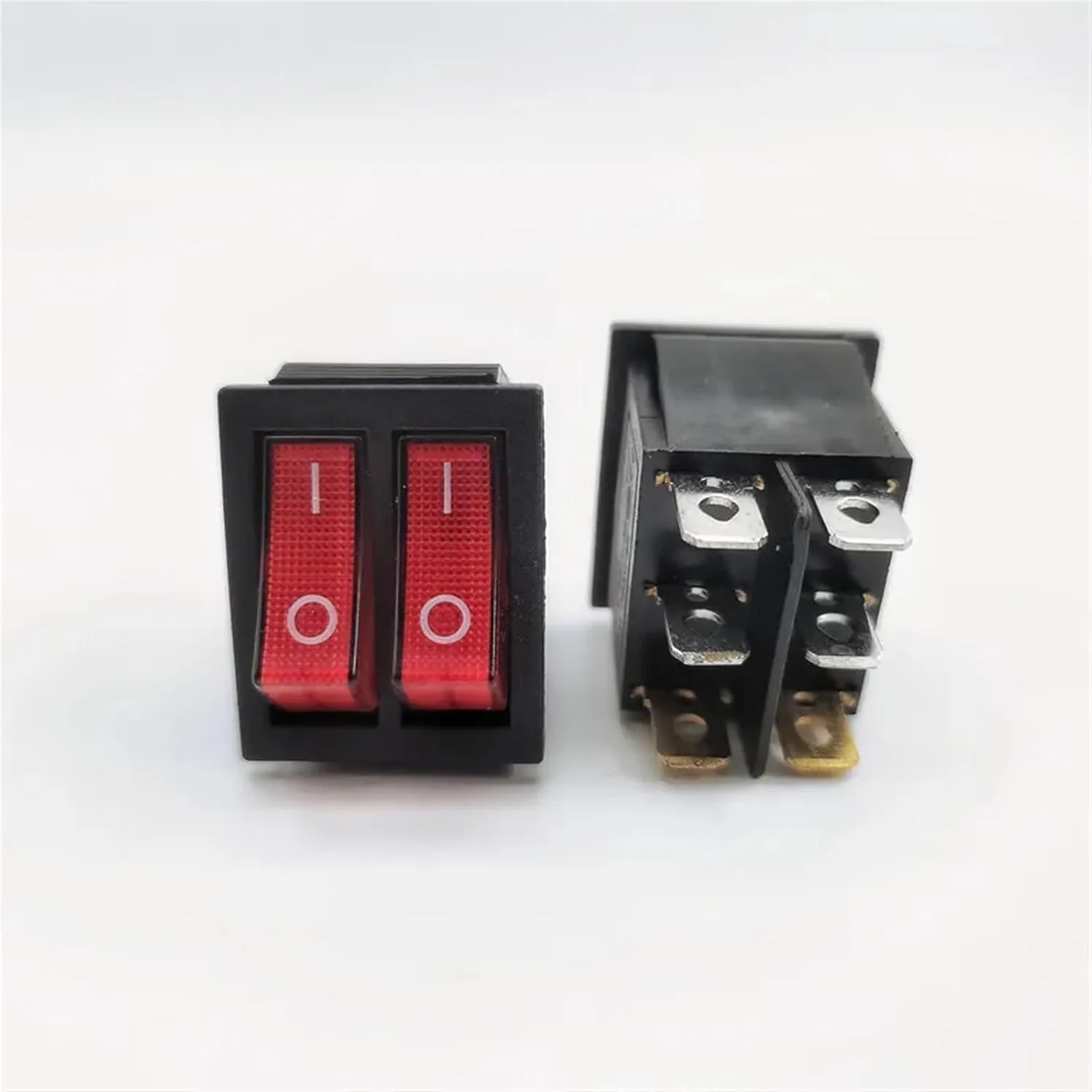 1PCS KCD8 6PIN 16A 250V 20A 125V Double Light Switch Rocker Switch Waterproof ON-Off KCD6 Boat Power Switch(Red)