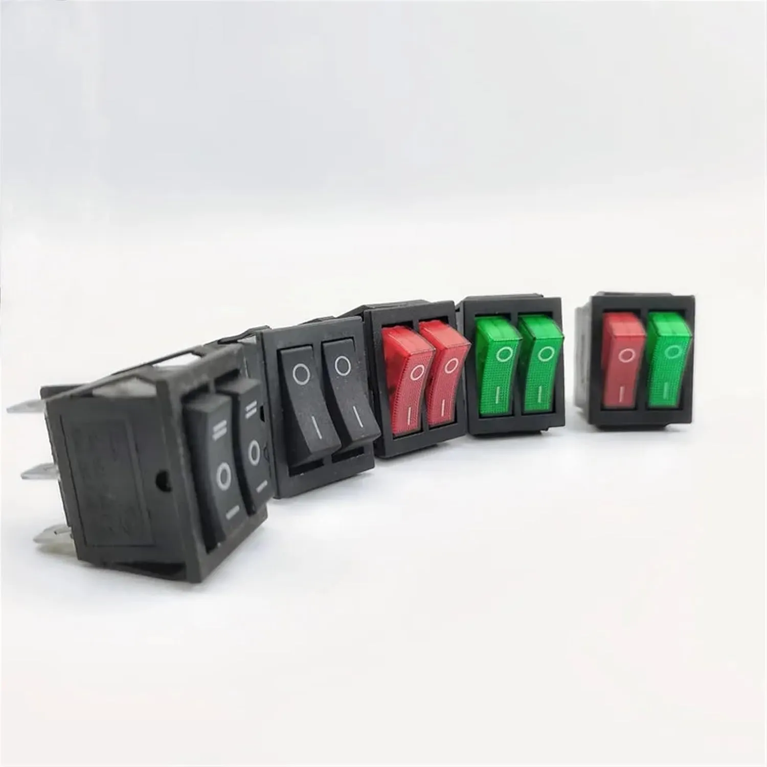 1PCS KCD8 6PIN 16A 250V 20A 125V Double Light Switch Rocker Switch Waterproof ON-Off KCD6 Boat Power Switch(Red)