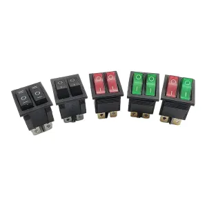 1PCS KCD8 6PIN 16A 250V 20A 125V Double Light Switch Rocker Switch Waterproof ON-Off KCD6 Boat Power Switch(Red)