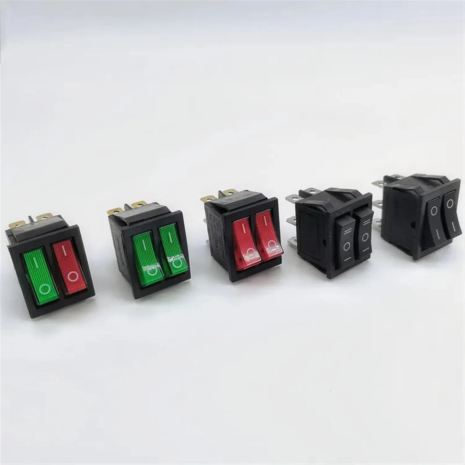 1PCS KCD8 6PIN 16A 250V 20A 125V Double Light Switch Rocker Switch Waterproof ON-Off KCD6 Boat Power Switch(Red)