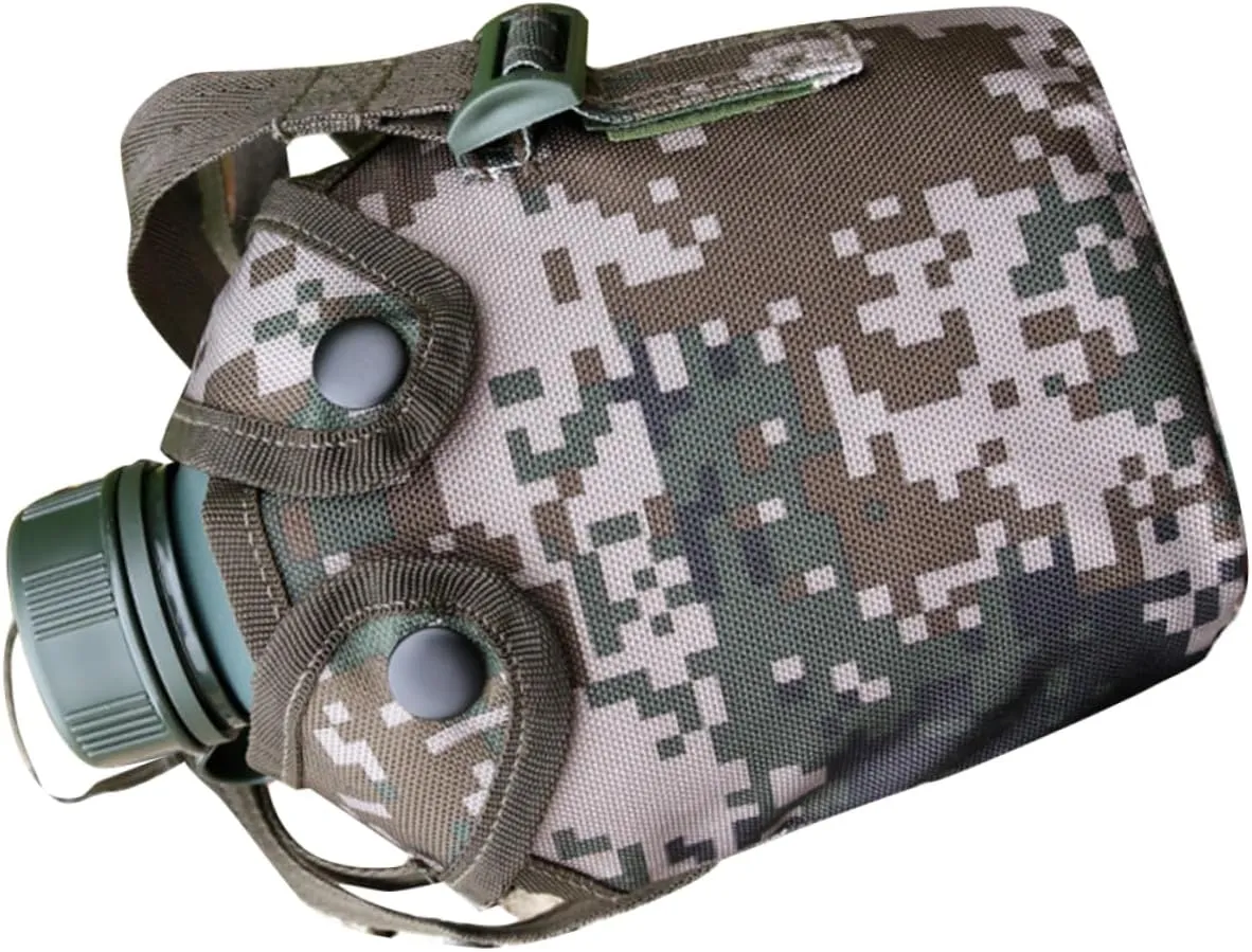 1Set Aluminum Alloy Water Bottle Outdoor Survival Kettle Lightweight Portable Canteen for Camping Hiking Climbing and Adventures with Hook Design for Easy