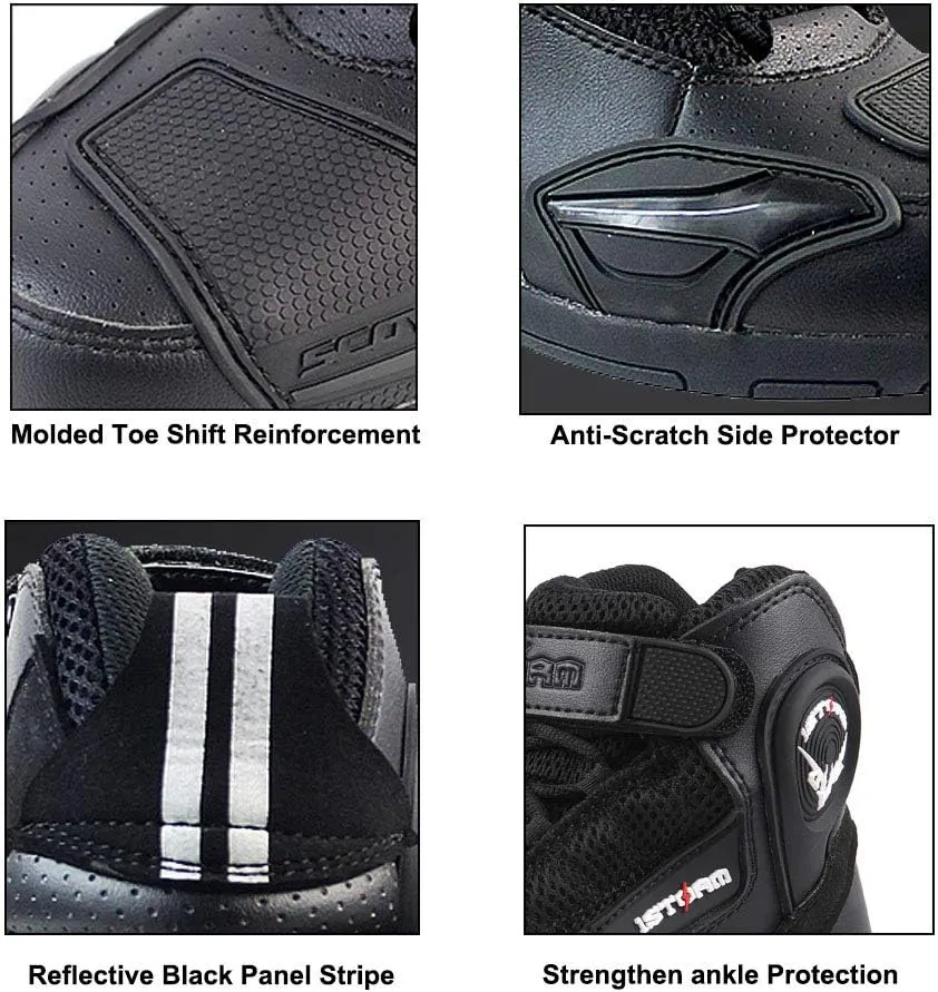 1Storm Men's Motorcycle Boots Rider Racing Black Hiking Trekking Outdoor Boots