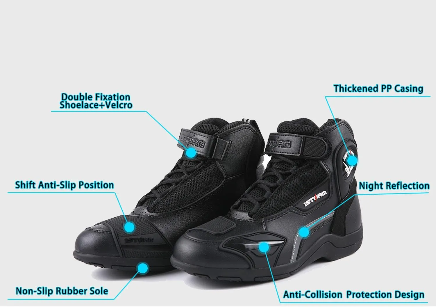 1Storm Men's Motorcycle Boots Rider Racing Black Hiking Trekking Outdoor Boots