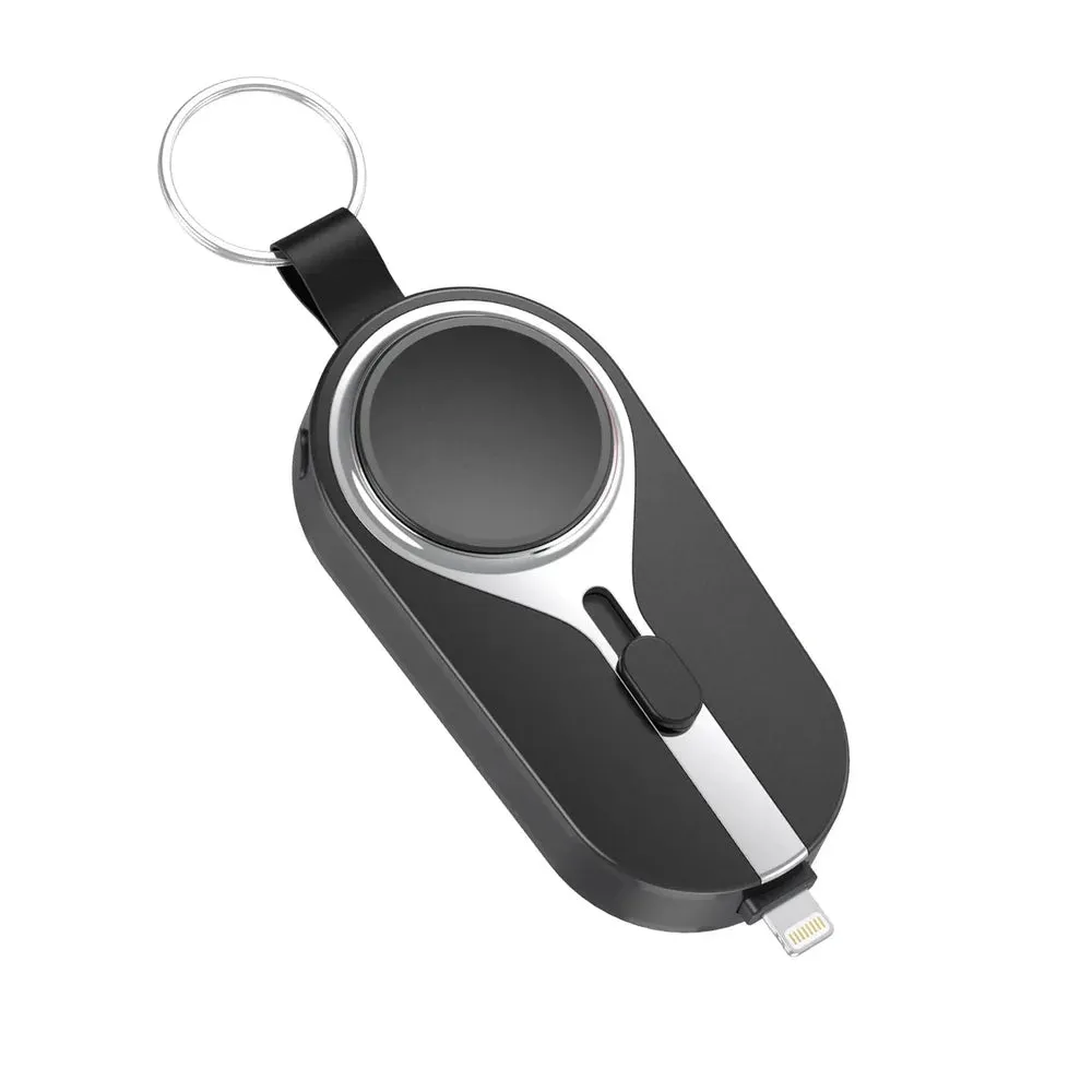 2-in-1 iPhone Android Apple Watch Keychain 3000mAh Power Bank iPhone Lightning connector and Android Type-C connector