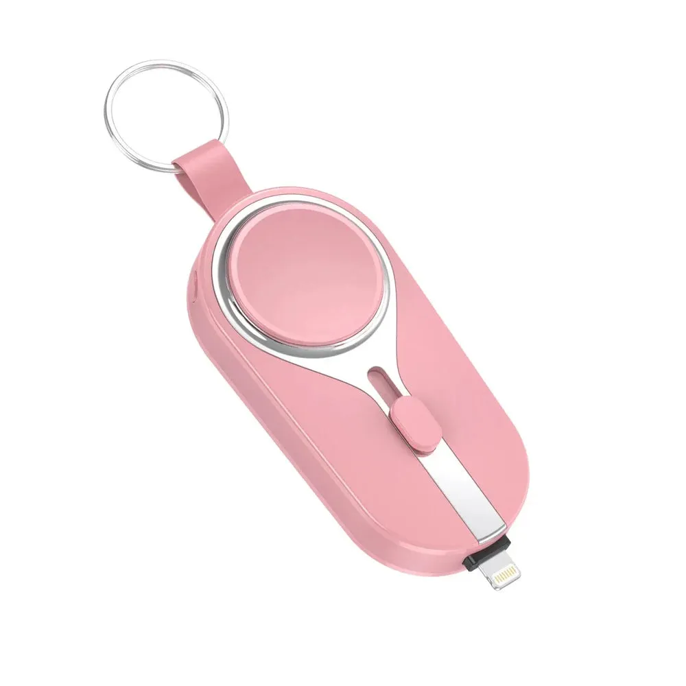 2-in-1 iPhone Android Apple Watch Keychain 3000mAh Power Bank iPhone Lightning connector and Android Type-C connector