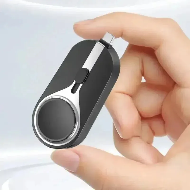 2-in-1 iPhone Android Apple Watch Keychain 3000mAh Power Bank iPhone Lightning connector and Android Type-C connector