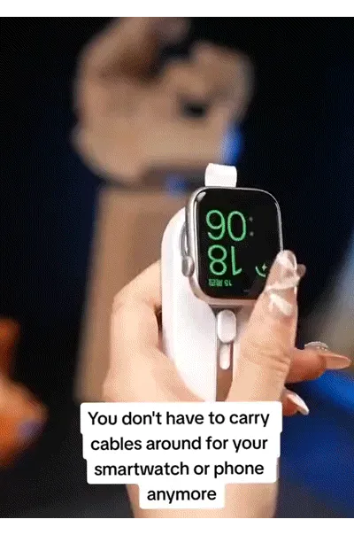 2-in-1 iPhone Android Apple Watch Keychain 3000mAh Power Bank iPhone Lightning connector and Android Type-C connector