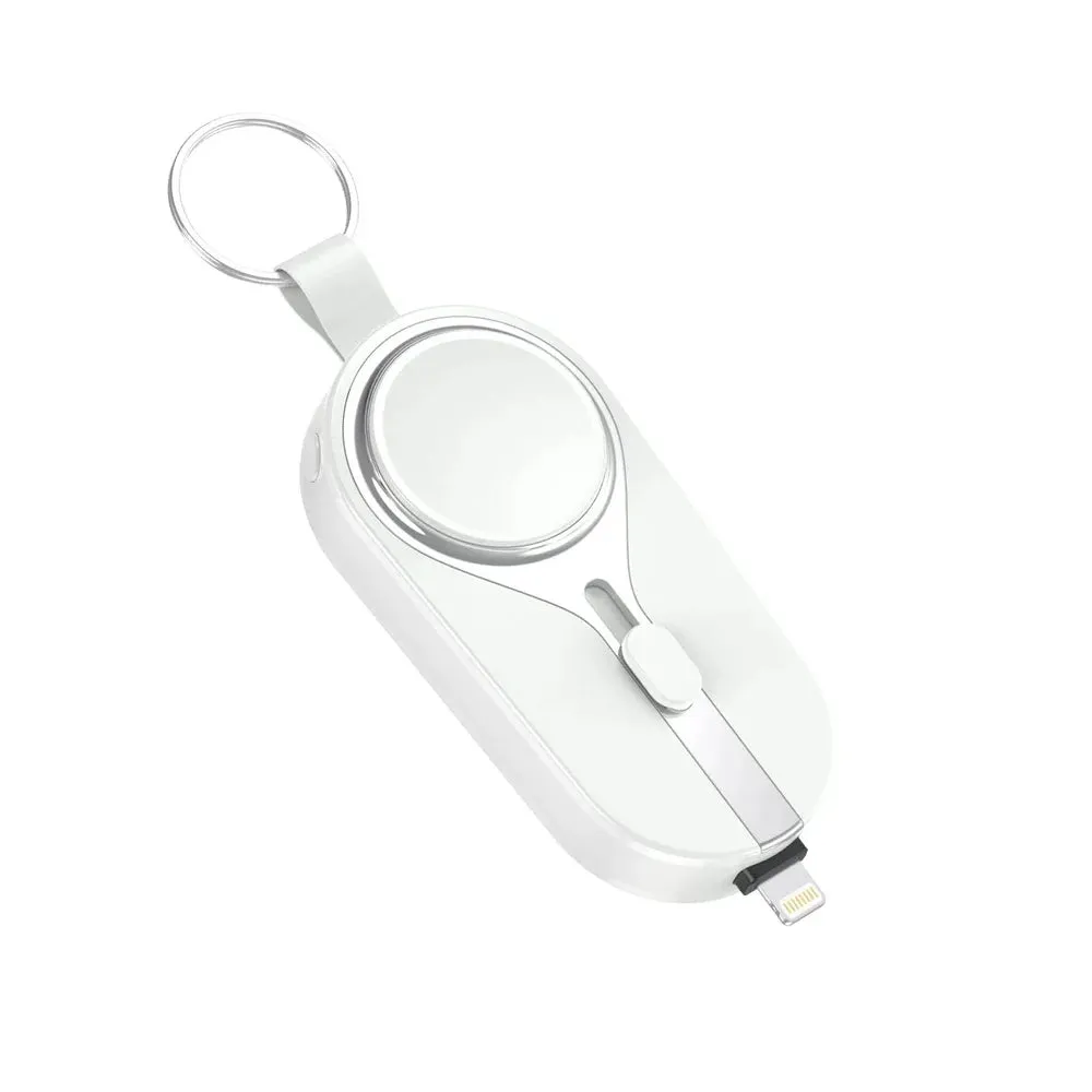 2-in-1 iPhone Android Apple Watch Keychain 3000mAh Power Bank iPhone Lightning connector and Android Type-C connector