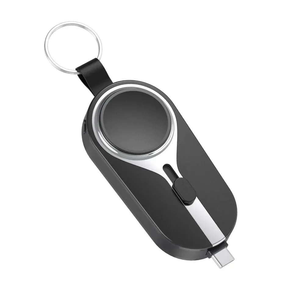 2-in-1 iPhone Android Apple Watch Keychain 3000mAh Power Bank iPhone Lightning connector and Android Type-C connector