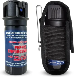 2 oz. Fogger Pepper Spray with Metal Clip Holster - 10% OC Powerful Military Strength Formula, Marking Dye, Flip Top Safety Trigger for Quick and Accurate Aim, Personal Protection
